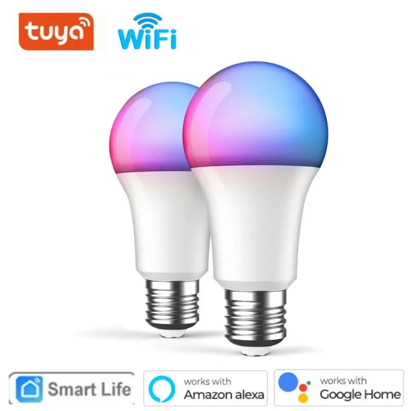 

Tuya WiFi Smart Bulb E27 9W Dimmable Smart LED Light Warm+Cold+RGB Light Smart Life Works with Alexa Google Home Smart Home