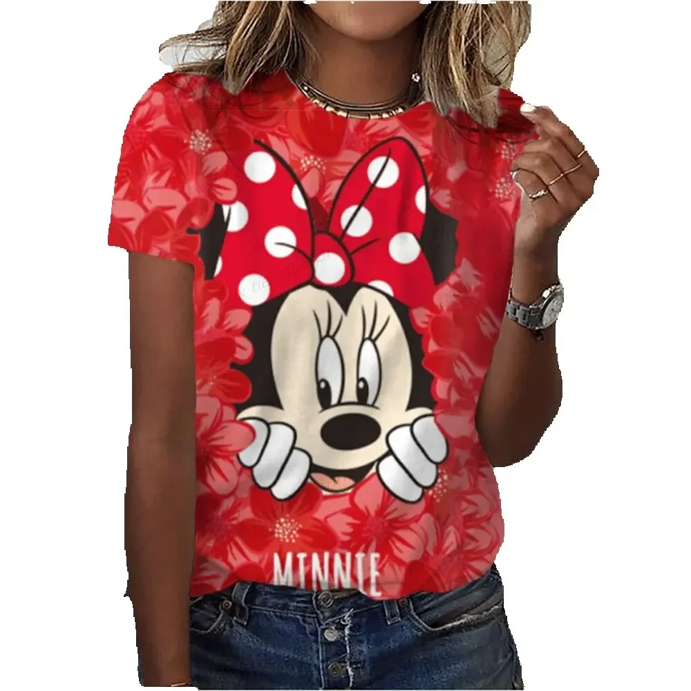 Летняя модная женская футбольная рубашка с короткими рукавами и принтом Микки