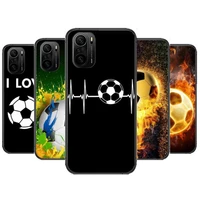 football soccer ball phone case for xiaomi redmi poco f1 f2 f3 x3 pro m3 9c 10t lite nfc black cover silicone back prett mi 10 u