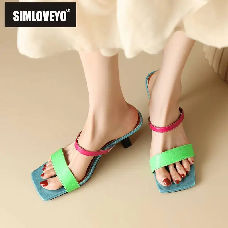

Мюли SIMLOVEYO женские на тонком каблуке 7,5 см, без застежки, большие размеры 46 47 49