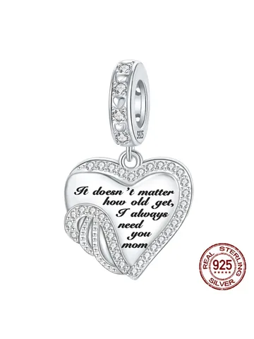 925 Sterling Silver I Always Need You Mom Mother's Day Pendant Charm Fit Original Charms Bracelets Women DIY Jewelry Gift
