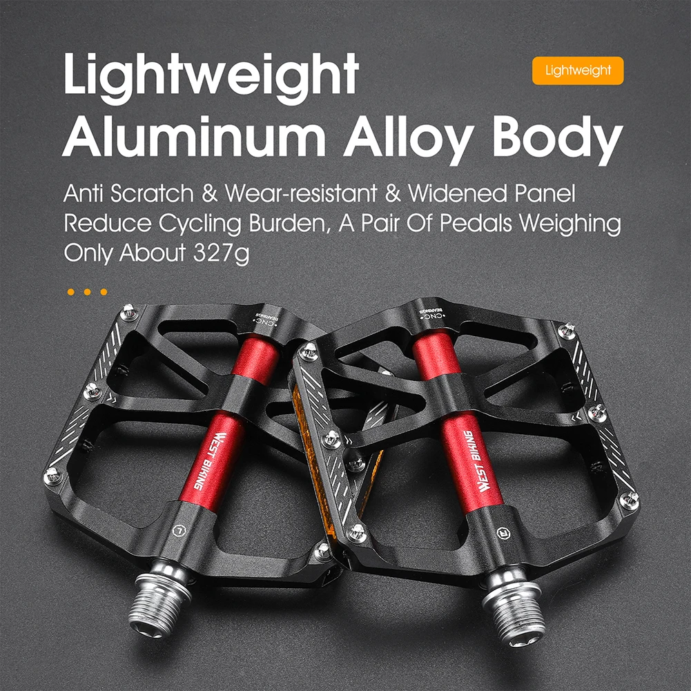 

Велосипедные педали WEST BIKING с герметичными подшипниками, ультралегкие велосипедные педали с 3 подшипниками, противоскользящий отражатель, велосипедные запчасти, аксессуары