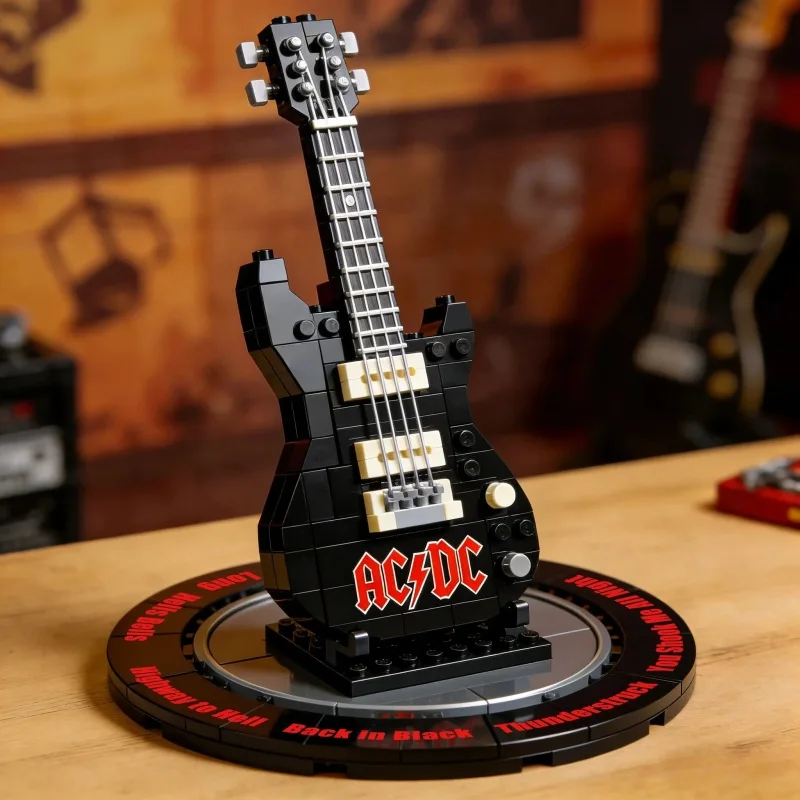 Фото Конструктор-гитара: Модель для сборки, украшение, рок-группы ACDC, Iron Maiden, креативные игрушки, головоломка, строительный набор, блоки, 14+ лет №3