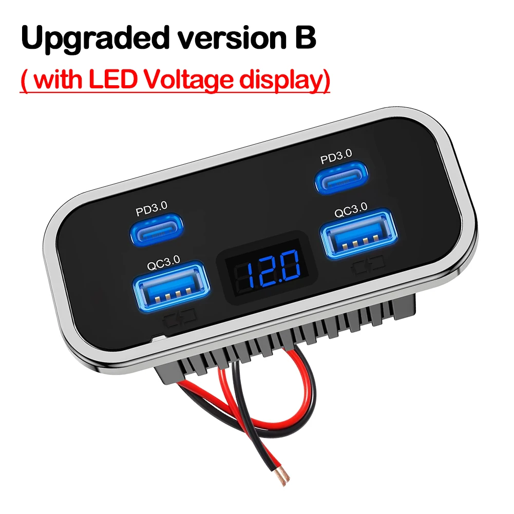 

4 порта, 12 В, USB-розетка RV, 76 Вт, двойная PD3.0 Type-C, быстрая зарядка и настенное зарядное устройство QC3.0, адаптер для зарядного устройства для морского автобуса, квадроцикла, грузовика
