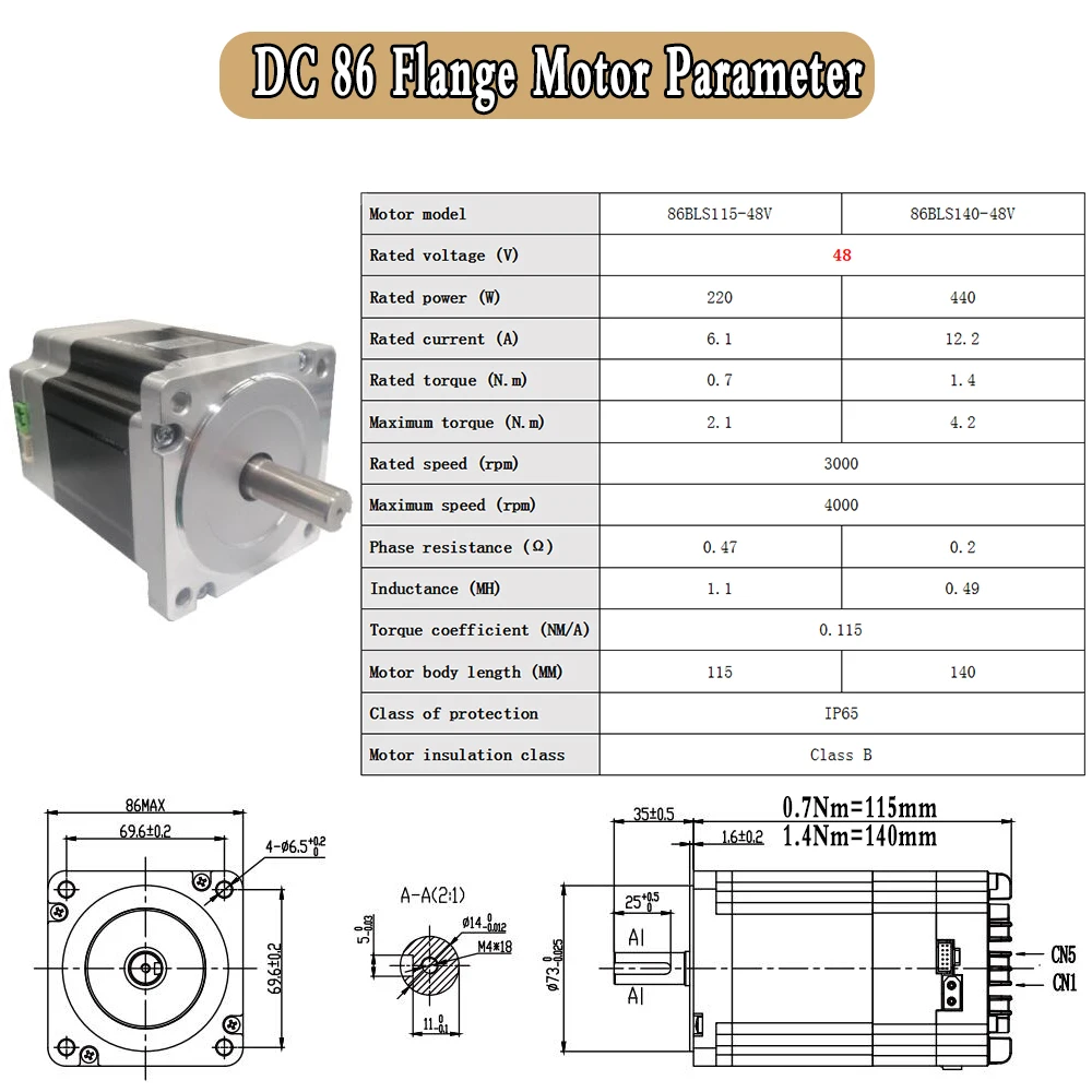 Сервомотор 24 в 48 В постоянного тока встроенный привод низкое напряжение 42/57/86 мм