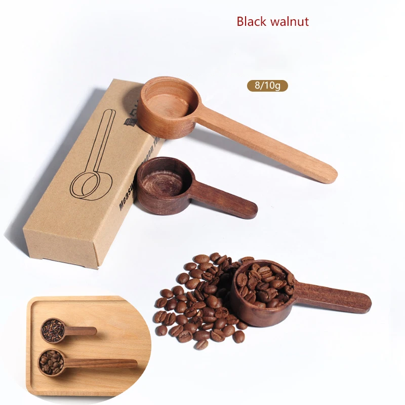 Home Black Walnut Measuring Spoon Set Kitchen Spoon Long and Short Handle Coffee Measuring Spoon Wooden Coffee Measuring Tools