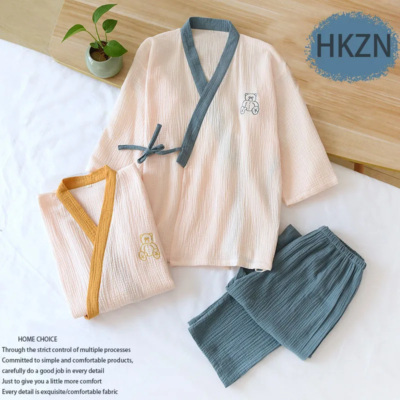 

Sleepwear for Women Cotton Women Pajamas Set Half Sleeve Kimono Robe Set Loose Comfort Soft Nightgown Female Summer Lounge Wear