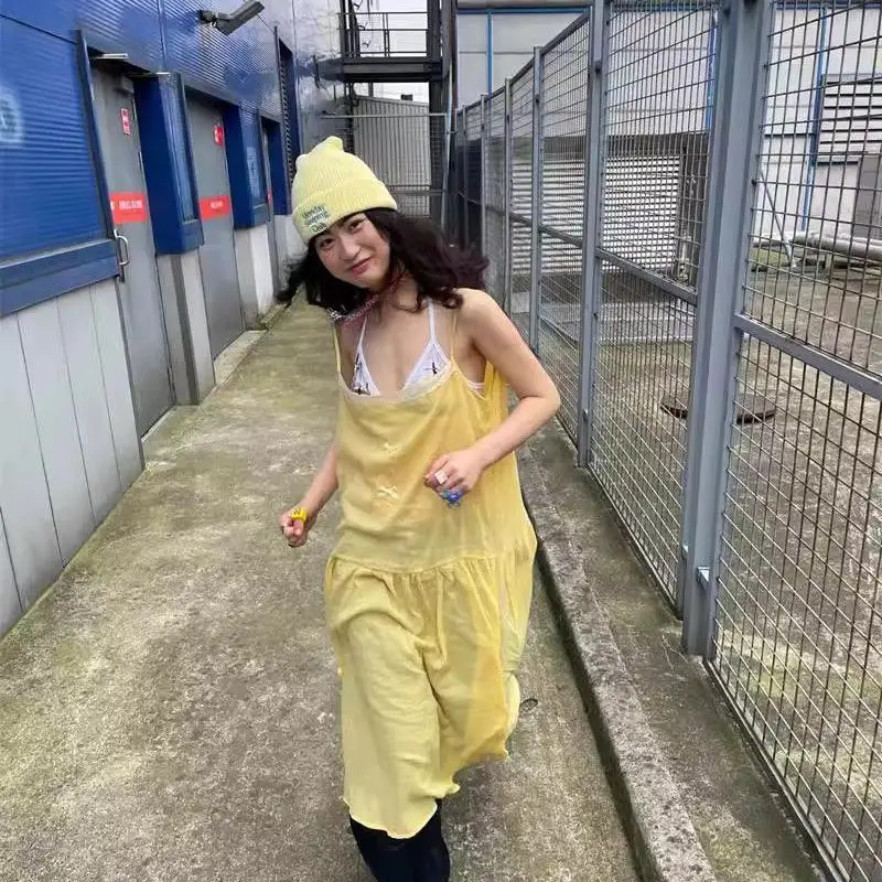 Женское кружевное платье без рукавов Genayooa платье-трапеция в стиле Харадзюку на