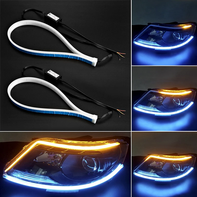 

LED DRL Daytime Running Lights 30 45 60cm Flexible Soft Tube LED Strip Signal Warning Lamps Car Drive Safety Auto Accessories