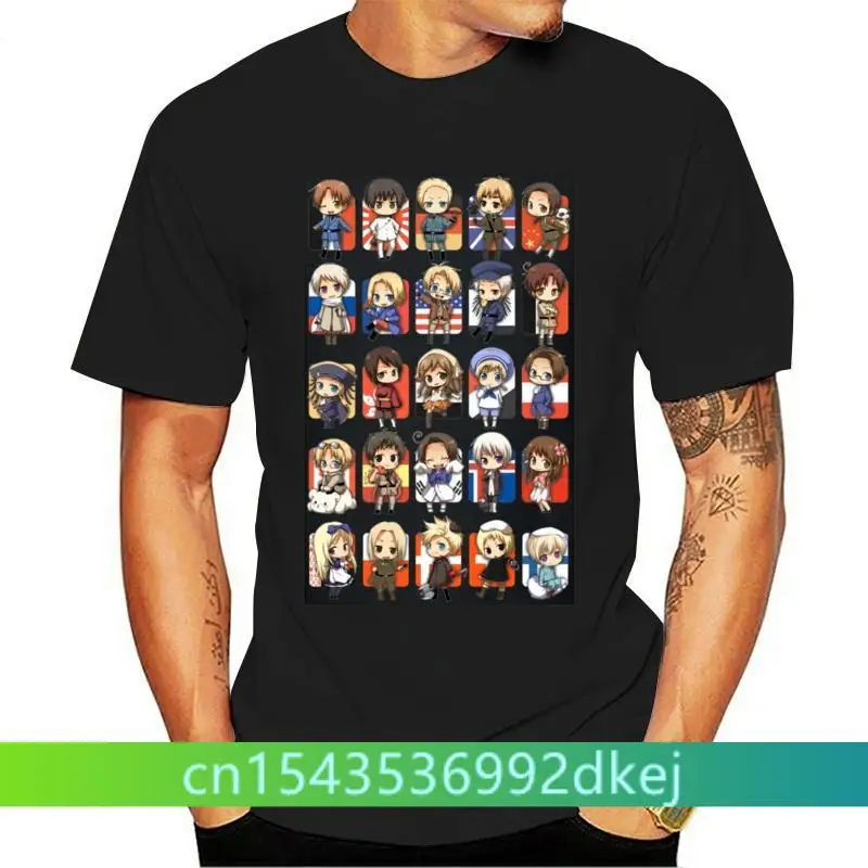 

2019 Big Size Hetalia Group Men T Shirt 2043 Hip Hop Streetwear Black Tshirt Short Sleeve