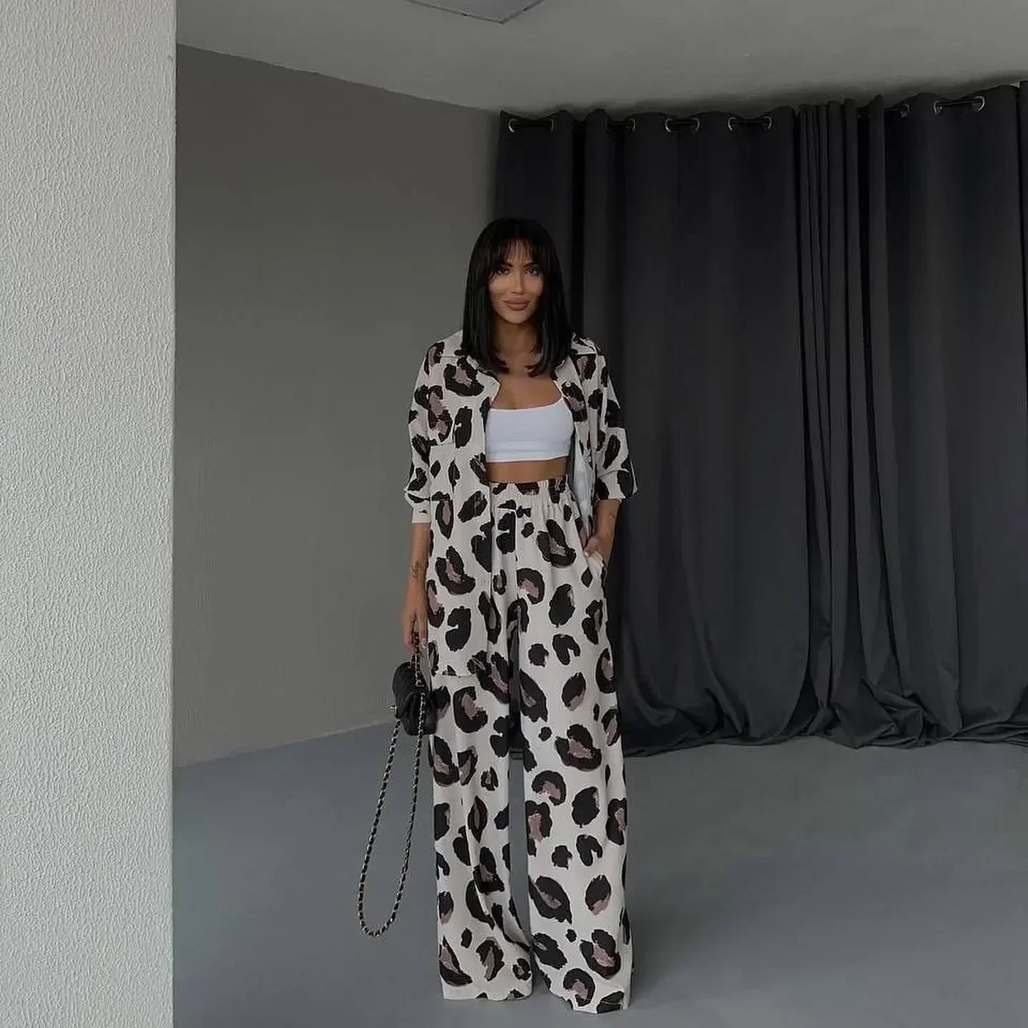 Весенне-осенний повседневный костюм Майяра женская рубашка с длинными рукавами