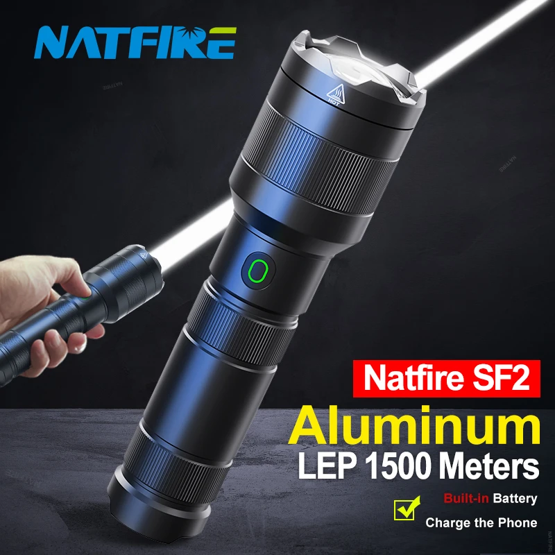 Белый Лазерный фонарь NATFIRE SF2 LEP 1200-1500 метров перезаряжаемый аккумулятор 21700
