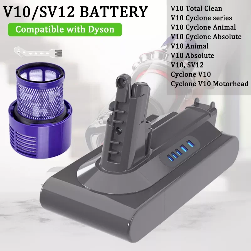 

Battery 6000mAh For Dyson V10 Absolute V10 Fluffy Cyclone V10 Animal SV12 Battery V10 Motor head Handheld Vacuum Cleaner