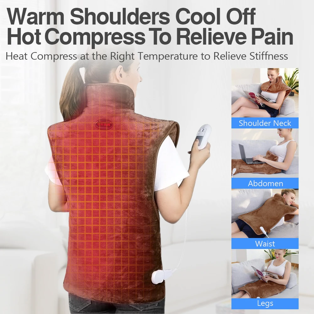 

Electric Heating Shawl Pad for Back Pain Relief Electric Heat Wrap Neck Shoulder Pain Heated Fast Heating Adjustable Temperature
