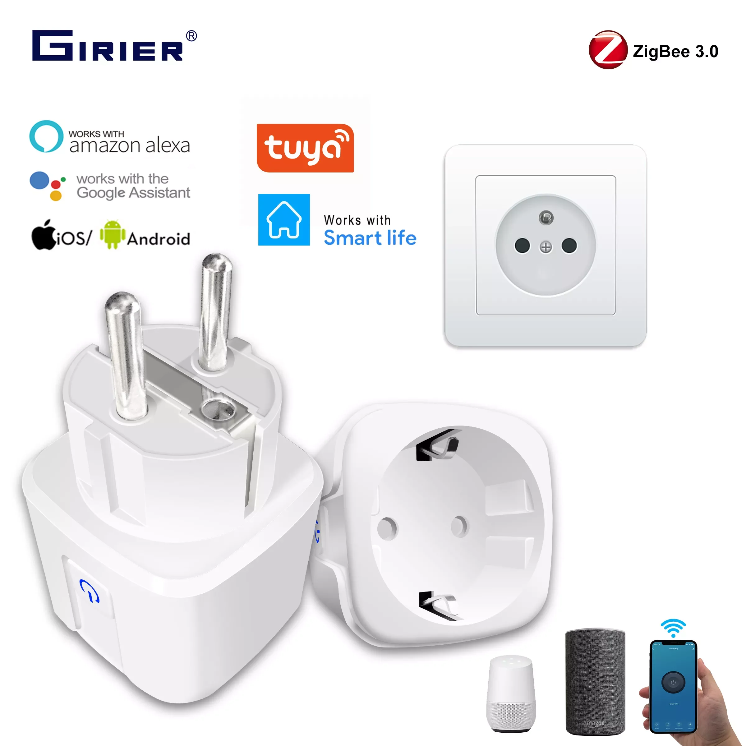 

Tuya ZigBee 3.0 Smart Power Plug 16A Wireless App Voice Remote Control Socket Energy Monitor Outlet Works with Alexa Google Home