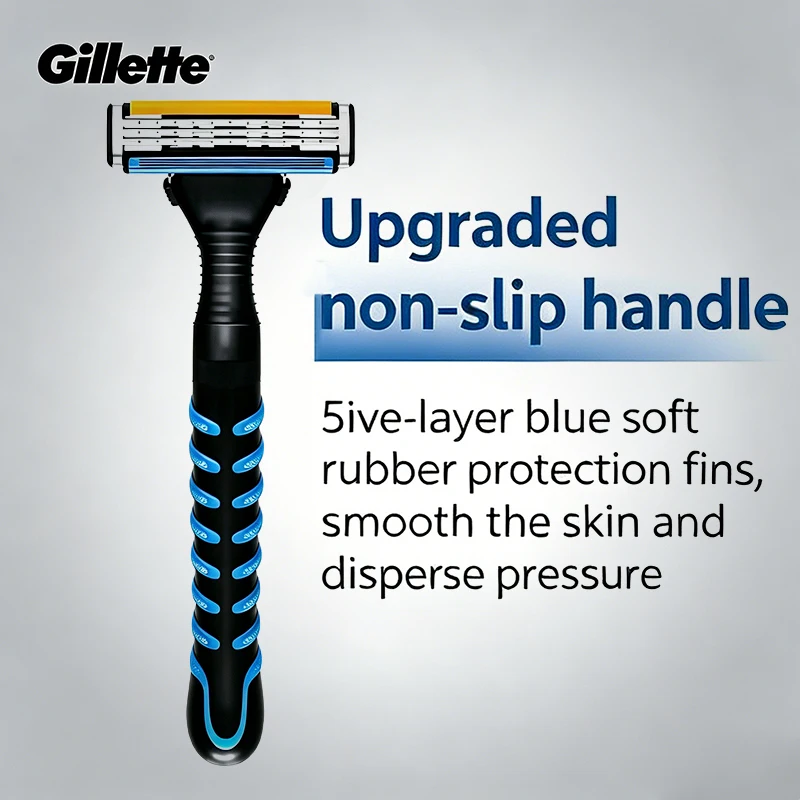 Фото Бритва Gillette A314WF с нескользящей ручкой, полностью моющаяся, для домашнего использования, мужская, с трехслойной плавающей бритвенной головкой №1