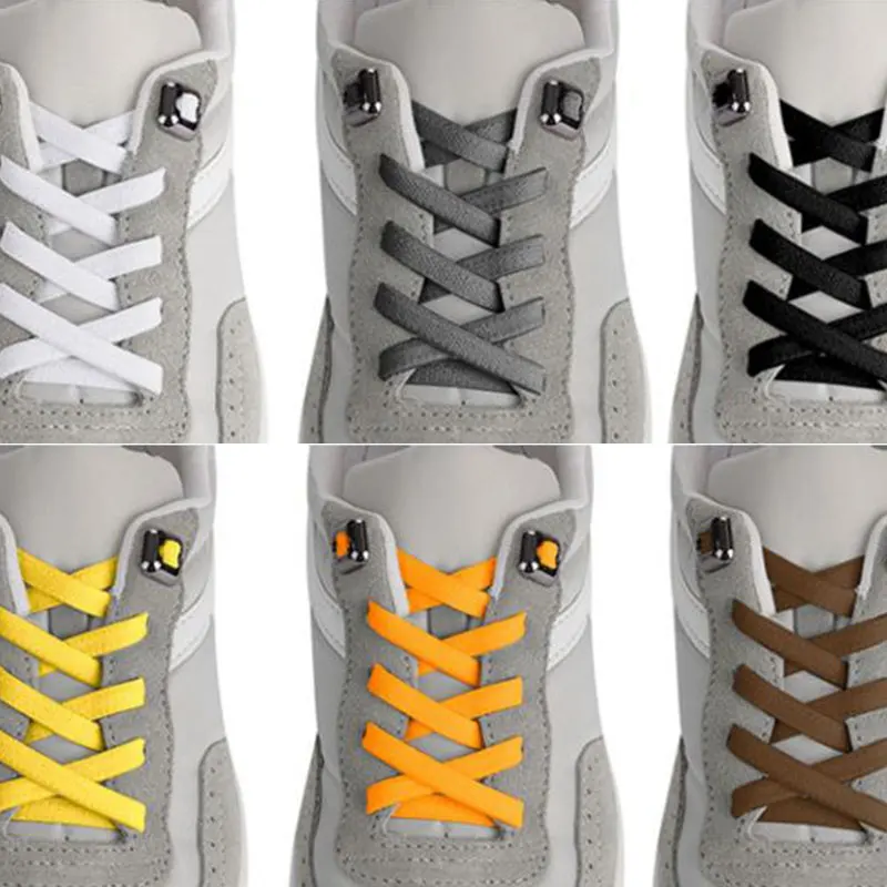 

1 Pair Adults Flat Lazy Shoelace Metal Button Japanese Word Buckle Shoelaces For Sneakers Multi-color Unisex Shoe Laces Strings