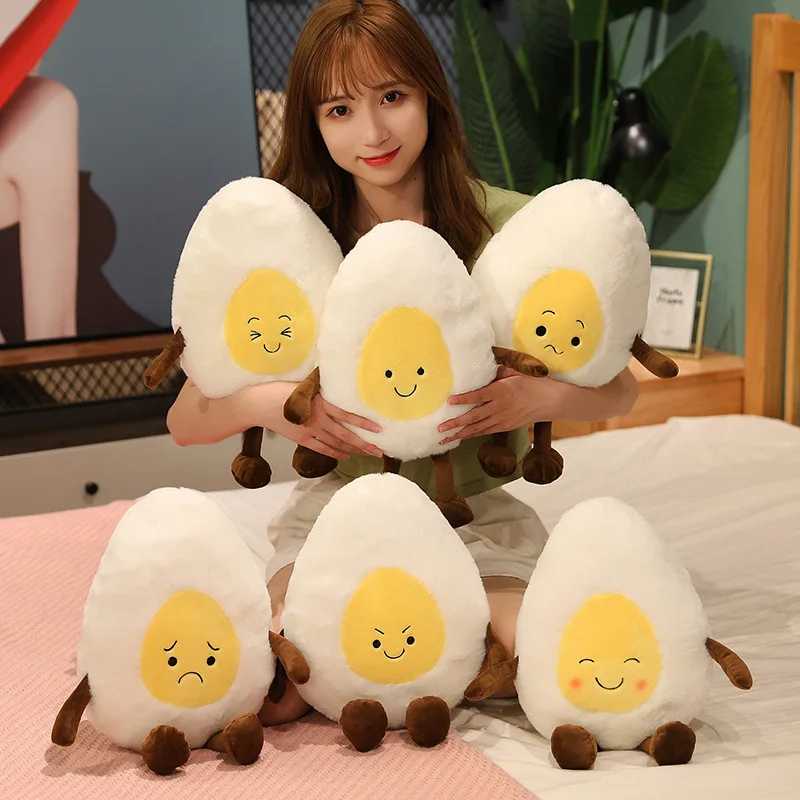 

Cute Boiled Egg Plush Pillow Stuffed Soft Creative Egg Expression Pillow Plush Toy Car Soft Pillow Home Decor Kids Toys