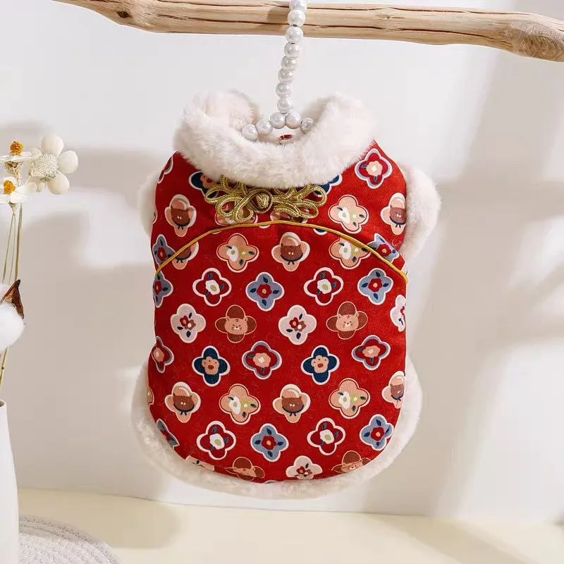 Китайский стиль зима Qipao лошадь кошка собака универсальная хлопковая одежда