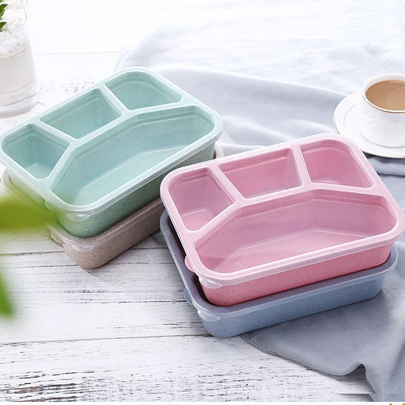 

New Lunch Box Microwave Bento Box For Office Worker Wheat Straw Food Container With Compartment Portable Leakproof Lunchbox