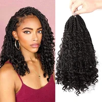 hair nest 10141824 inch hippie goddess box braids crochet hair with curly end bohemian box braids synthetic hair extensions
