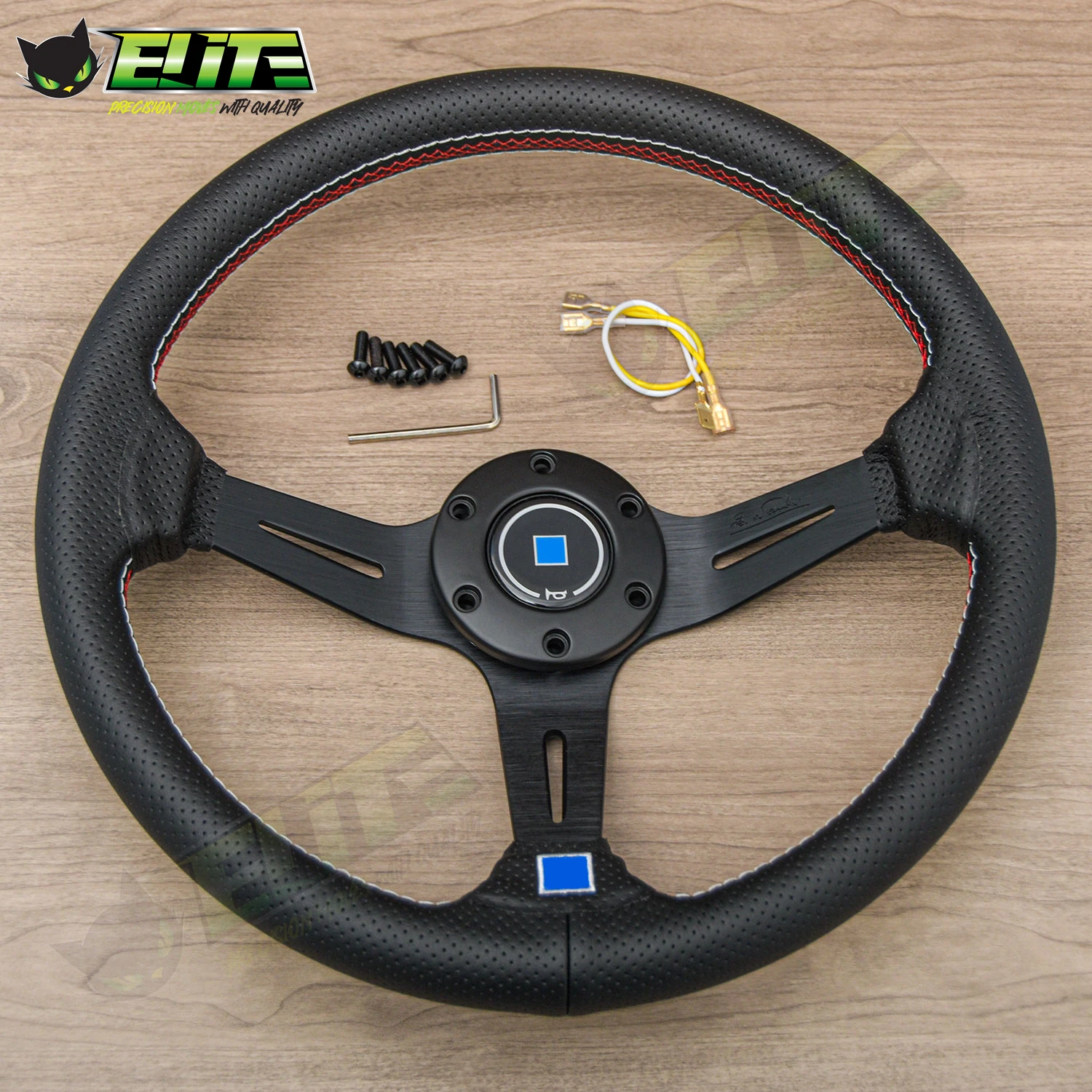 Черный кожаный руль JDM ND 350 мм для гонок спортивный игровой