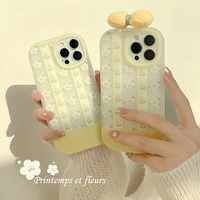 retro yellow floral bow lens protection soft phone case for iphone 13 pro max 12 mini 11 xr xs max x 7 8 plus back cover funda