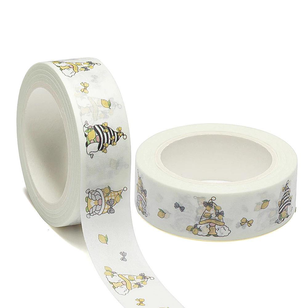 

NEW 1PC 15mm x 10m Drawing Lemon Gnome Spring Summer Catoon Washi Tape Scrapbook Masking Adhesive Washi Tape Stationery