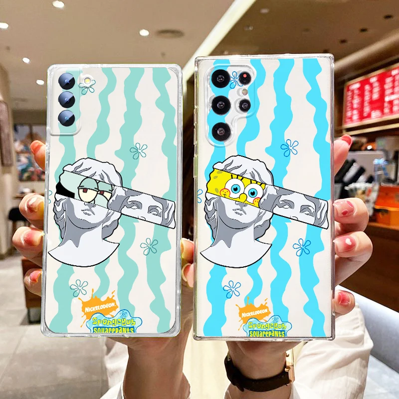 

Sponge Anime Phone Case For Samsung S8 S9 S10 S20 S21 S22 Plus 4G S10e 5G Lite Ultra FE Transparent luxury Silicone Funda Cover