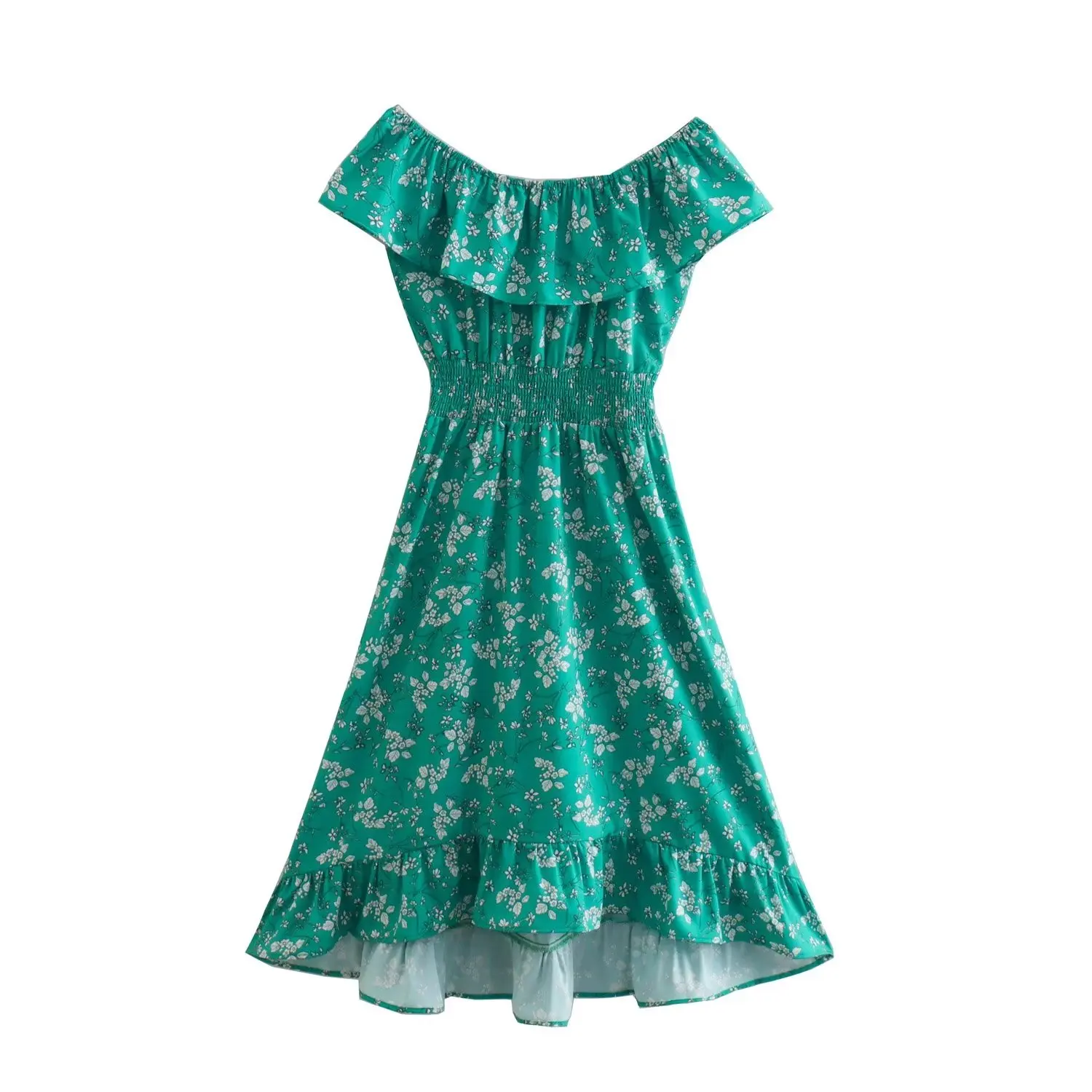 

Women 2023 New Fashion Summer Back Long Printed Dress Vintage off-shoulder Casual Chic Female Midi Dresses Vestidos robe Mujer