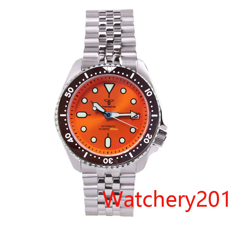 

Мужские водонепроницаемые часы с оранжевым циферблатом и сапфировым стеклом, длина 200 м