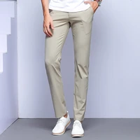 new mens high slim fit trousers spring summer fashion handsome youth gray business leisure ice silk quick drying 9 point pants
