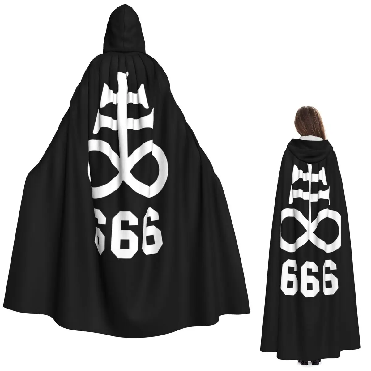 Фото Крест Левиафана Сатана 666 Бафомет сатанинские символы длинный плащ с капюшоном ведьма средневековый костюм косплей накидка Хэллоуин вечеринка для взрослых