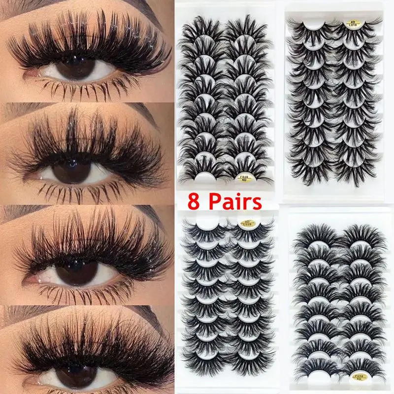 

8 Pairs/Set 4D Eight 25mm False Eyelashes Mink Hair Eye Lashes Makeup Mink Lashes Beauty Lash Extension Supplies