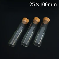 24pcslot 25x100mm flat bottom tea glass test tube drosophila vials culture tube with cork stoppers