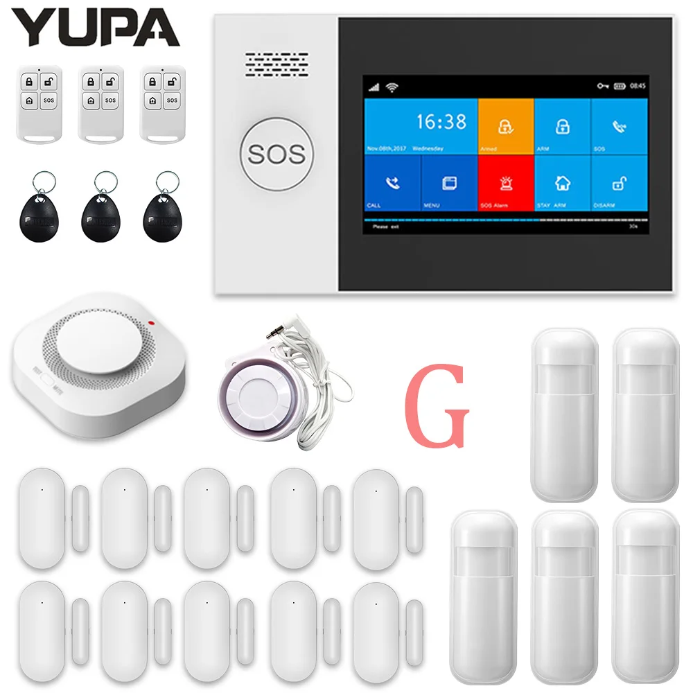 TUYA WIFI Alarm System With Smoke Detector kits Door Sensor Wireless Security Alarms For Home Support Alexa & Google home APP