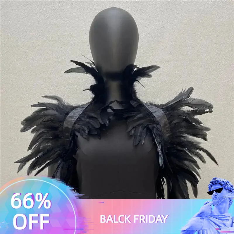 

Feather Shrug Shawl Halloween Decorate Shoulder Wrap Cape Women's Cloak Punk Gothic Scarves Fake Collar Sexy Party Prom Clothes