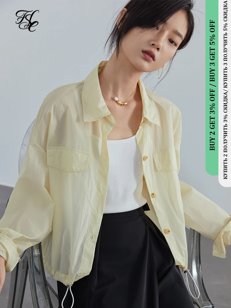 

Женская Офисная рубашка FSLE, многоцветная Солнцезащитная рубашка, тонкий кардиган с длинным рукавом, блузка для женщин на лето 2021