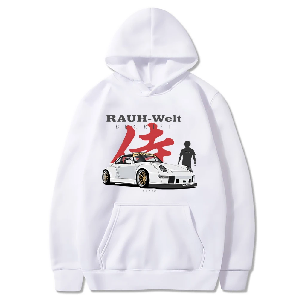Manga Print RWB 911 Hoodie Japanese Streetwear Jdm Long Sleeve Initial D Cool Print Harajuku Oversized Sweatshirt Hip Hop Unisex