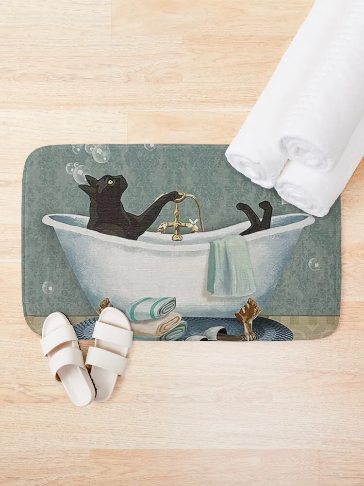 

Black Cat Soap In Bathroom Camper Carpet Bathroom Entrance Doormat Bath Indoor Floor Rugs Absorbent Mat Anti-slip Kitchen Rug