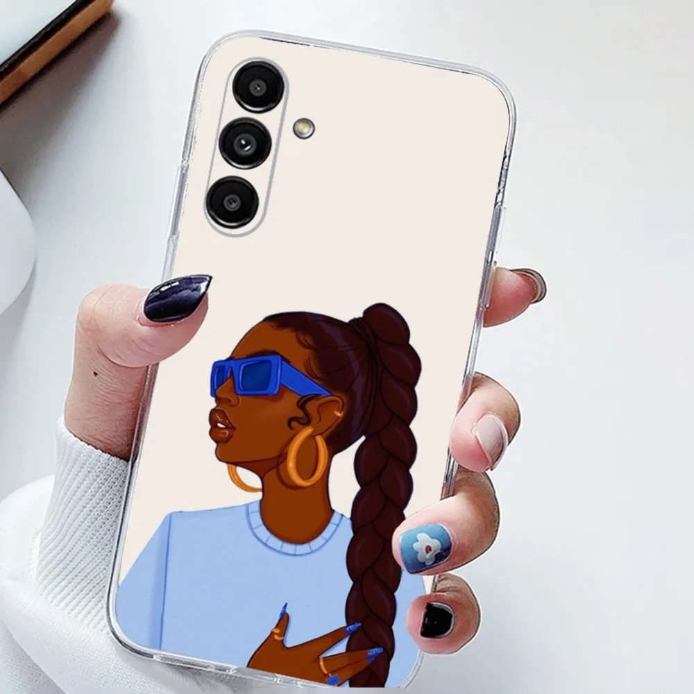 Черный чехол для телефона Melanin Poppin с Африканской девушкой Samsung Galaxy A71 70 52 51 40 31 A50 30S