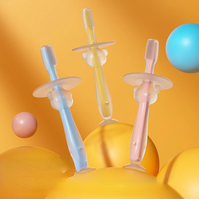 Детская зубная щетка детская Силиконовая для детей с присоской уход за полостью