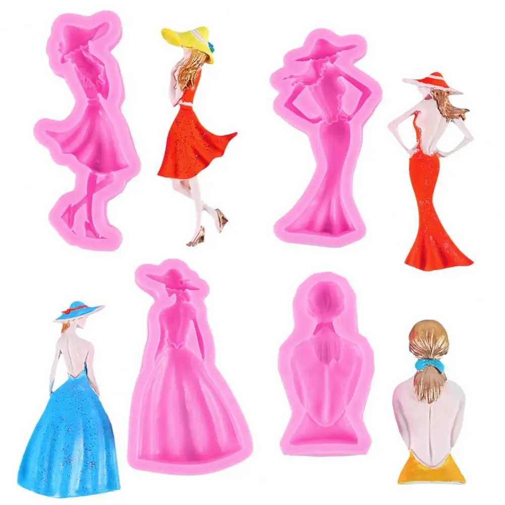 

Fancy Baking Mold Easy to Demold Girls Pattern Dessert Mold Non-stick Cookie Pastry Silicone Mold