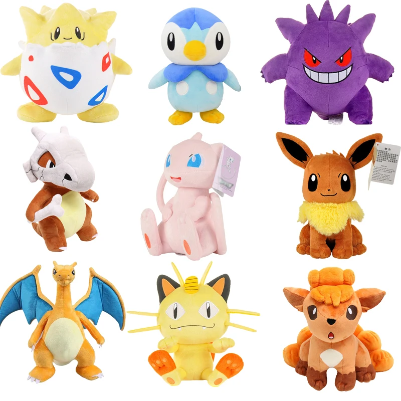 

9pcs Pokemon Eevee Meowth Mew Togepi Piplup Cubone Vulpix Gengar Dragonite Charizard Cartoon Soft Toy Stuffed Plush Doll Gift