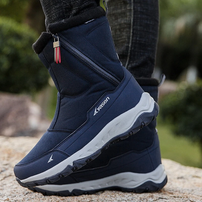 

Men Snow Boots Winter Couple Side Zipper Warm Plus Velvet Non-Slip Casual Outdoor Sports Mountaineering Boots Zapatos Hombre