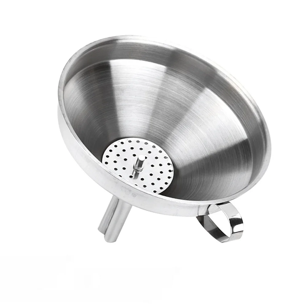 

Stainless Steel Funnel with Removable Filter Disc Kitchen Strainer Filtering for Transmiting Liquid Dry Ingredients