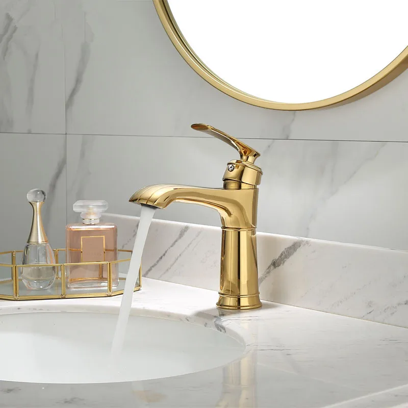 

Bathroom Faucet Pop Up Gold Bathroom Basin Faucet Cold And Hot Brass Sink Mixer Sink Tap Single Handle Deck Mounted