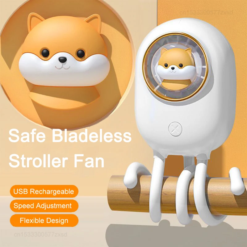 

Youpin Stroller Cooling Fan Mini Flexible Air Conditioner USB Rechargeable 3-gear Wind Bladeless Handheld Fan for Outdoors Quiet