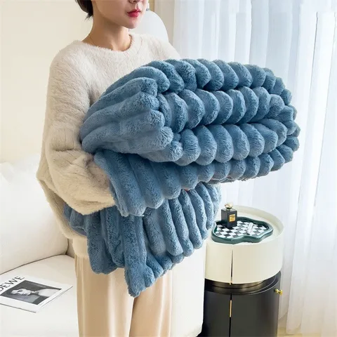 Зимние плотные теплые одеяла, Новые Роскошные Искусственные плюшевые одеяла с кроликом, одеяла для двухспальной кровати, для дивана, офисное удобное одеяло для сна