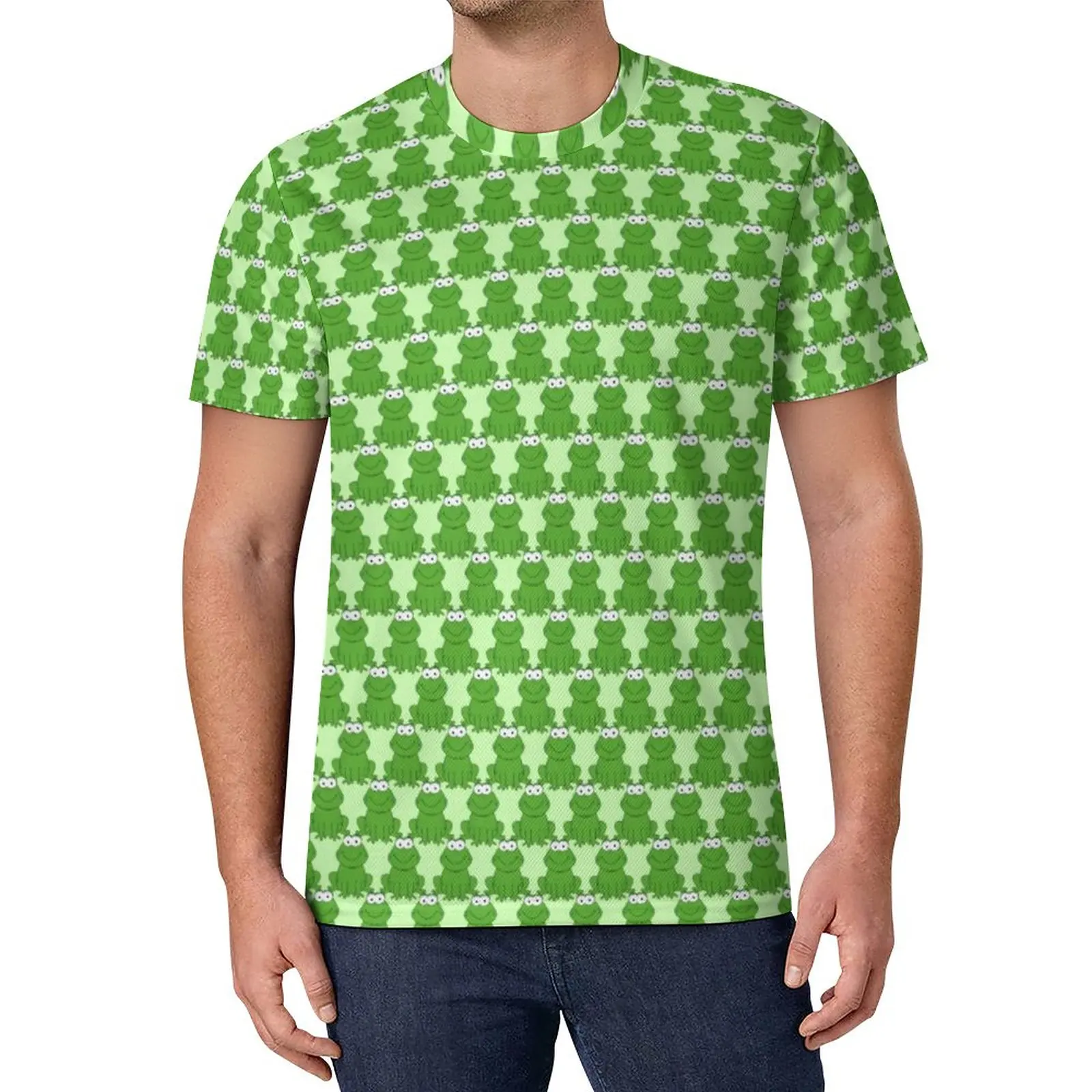 

Cute Green Frog T-Shirt Animal Print Basic T Shirts Trending Tee Shirt Male Design Tops Plus Size